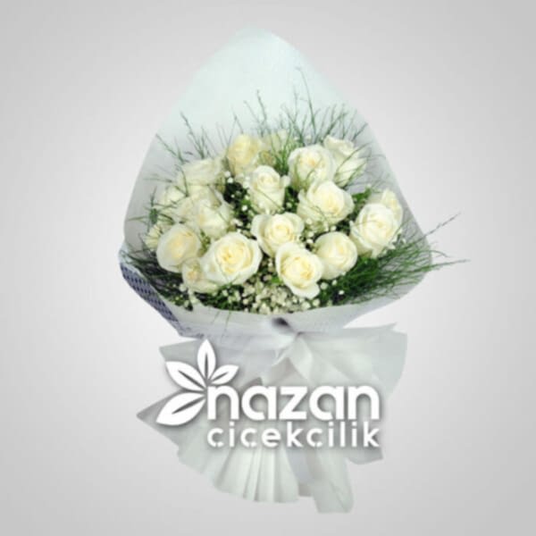 Nazan Cicekcilik 15li Beyaz Gul Buketi 1