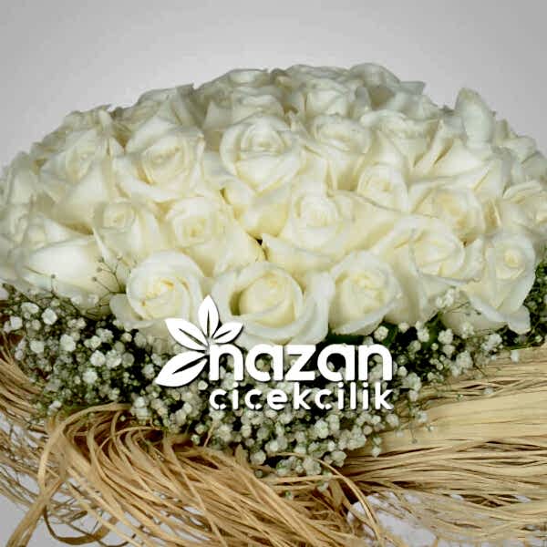 Nazan Cicekcilik 50 Adet Beyaz Gul Buketi 2