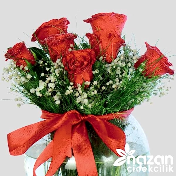 Nazan Cicekcilik Cam Fanusta 7 Kırmızı Gül 2