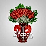 Nazan Cicekcilik Kirmizi Kalp Vazoda 25li Kirmizi Gul 1