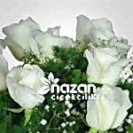 Nazan Cicekcilik Seffaf Silindir Vazoda 11li Beyaz Gul 3