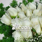 Nazan Cicekcilik Seffaf Silindir Vazoda 25li Beyaz Gul 3