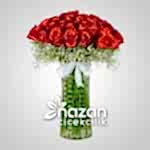 Nazan Cicekcilik Seffaf Silindir Vazoda 51li Kirmizi Gul 1