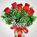 Nazan Cicekcilik Seffaf Silindir Vazoda 5li Kirmizi Gul 2