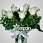 Nazan Cicekcilik Seffaf Silindir Vazoda 9lu Beyaz Gul 2