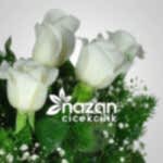 Nazan Cicekcilik Seffaf Silindir Vazoda 9lu Beyaz Gul 3