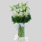 Nazan Cicekcilik Seffaf Silindir Vazoda Beyaz Lisyantuslar 1