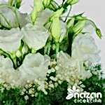 Nazan Cicekcilik Seffaf Silindir Vazoda Beyaz Lisyantuslar 3