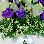 Nazan Cicekcilik Seffaf Silindir Vazoda Mor Lisyantuslar Beyaz Lilyumlar 2