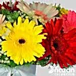 Nazan Cicekcilik Seffaf Silindir Vazoda Renkli Gerberalar 3