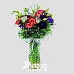 Nazan Cicekcilik Seffaf Silindir Vazoda Renkli Lisyantuslar 1