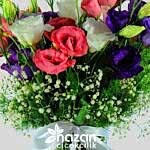 Nazan Cicekcilik Seffaf Silindir Vazoda Renkli Lisyantuslar 2