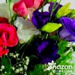 Nazan Cicekcilik Seffaf Silindir Vazoda Renkli Lisyantuslar 3