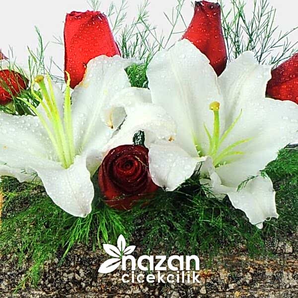 nazan-cicekcilik-dogal-kutukte-kirmizi-guller-beyaz-lilyumlar-2