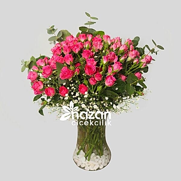 nazan-cicekcilik-cam vazoda-pembe-cardak-gulleri